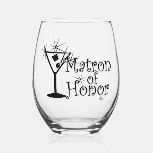 Retro Martini - Ehrenmatron Weinglas Ohne Stiel (Vorderseite)