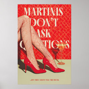 Retro-Martini-Kunstprint Glamouröse rote Schuhe Poster