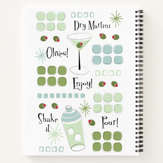 Retro Martini Mitte des Jahrhunderts modern Notizblock (Rückseite)