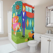 Retro Martini-Paar-Duschvorhang Duschvorhang (Beispiel)