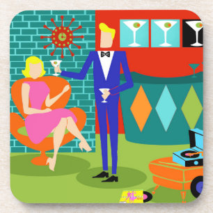 Retro Martini-Paar-harte PlastikUntersetzer Getränkeuntersetzer