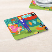 Retro Martini-Paar-Papier-Untersetzer Rechteckiger Pappuntersetzer (angewinkelt)