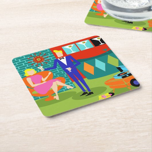 Retro Martini-Paar-Papier-Untersetzer Rechteckiger Pappuntersetzer (angewinkelt)