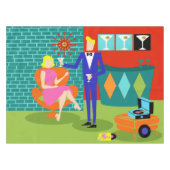 Retro Martini-Paar-Tischdecke Tischdecke (Vorderseite (Horizontal))