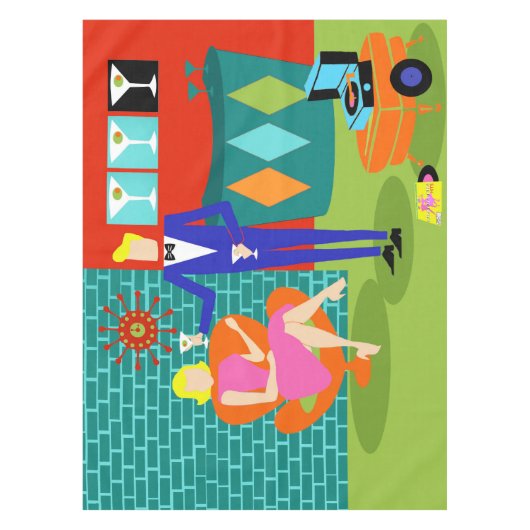 Retro Martini-Paar-Tischdecke Tischdecke (Vorderseite)