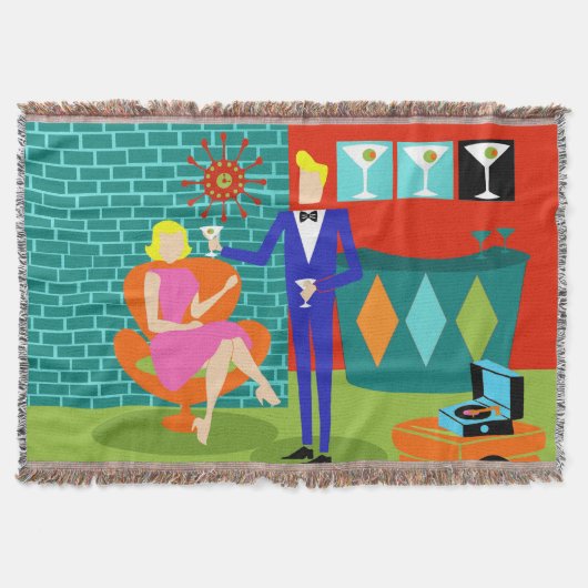Retro Martini-Paar-Wurfs-Decke Decke (Vorderseite)