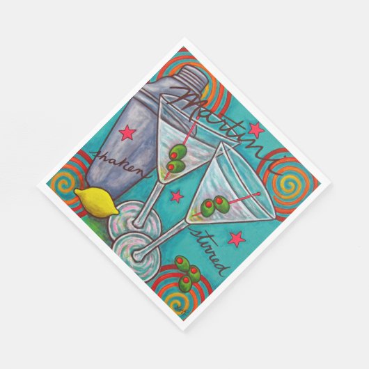 Retro Martini Paper Napkins Serviette (Ecke)
