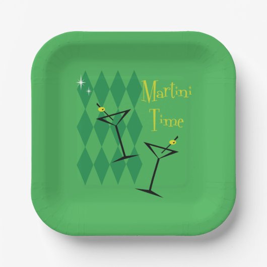 Retro Martini Pappteller (Vorderseite)