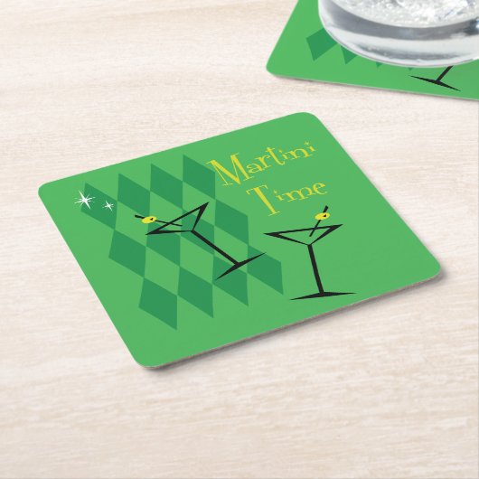 Retro Martini Rechteckiger Pappuntersetzer (angewinkelt)