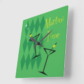Retro Martini Wall Clock Quadratische Wanduhr (Winkel)