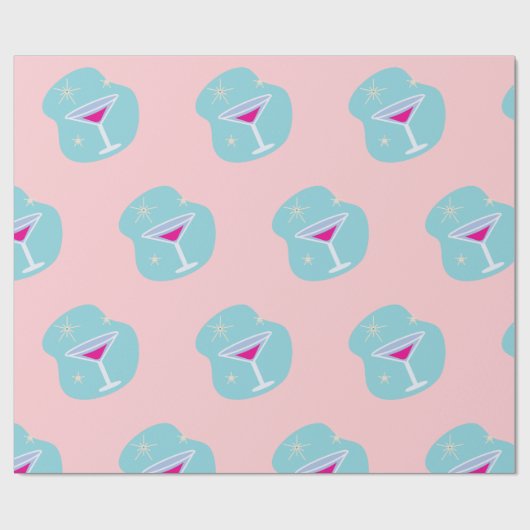 Retro Martini Wrapping Paper Geschenkpapier (Flach)