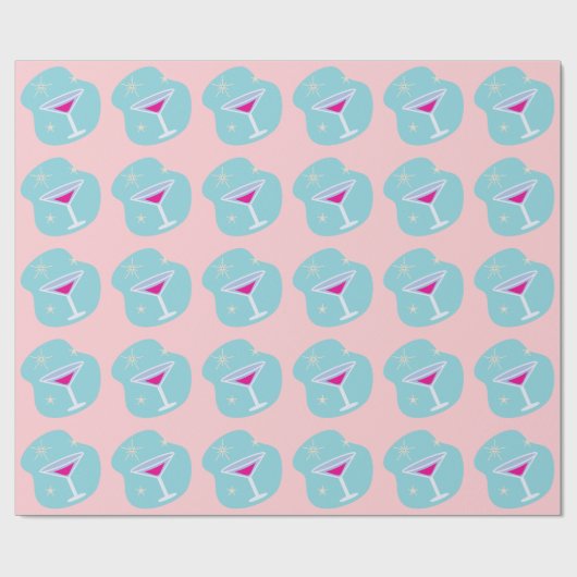 Retro Martini Wrapping Paper Geschenkpapier (Flach)