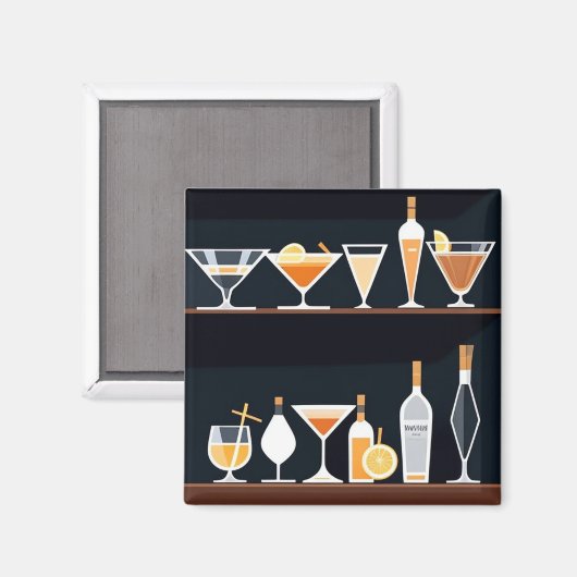 Retro Martinis und Cocktails Magnet (Vorderseite/Rückseite)