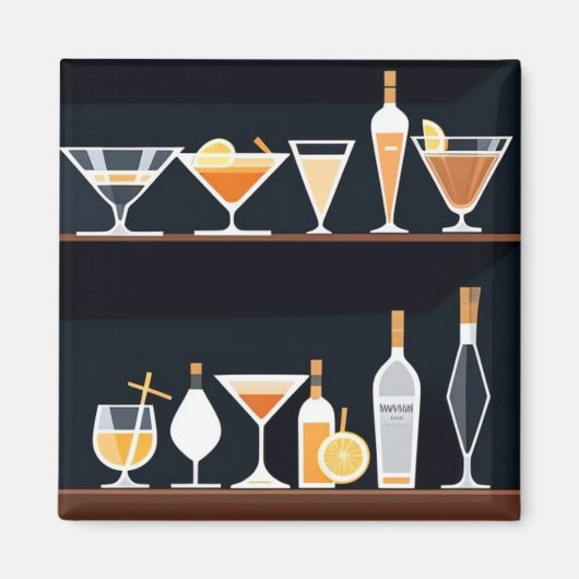 Retro Martinis und Cocktails Magnet (Vorne)