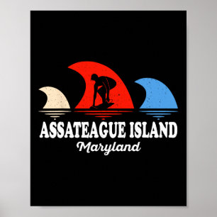 Retro Maryland Ateague Island Wellenreiten Poster