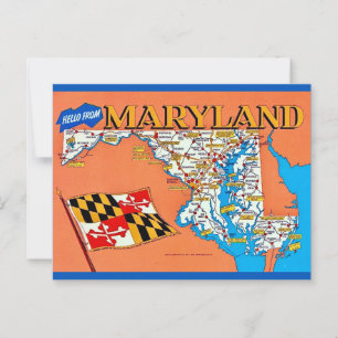 Retro Maryland-Karte Postkarte