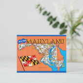 Retro Maryland Map Postcard Postkarte (Stehend Vorderseite)