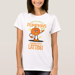 Retro Mascot Pumpkin Gewürz Latte Funny Fall T-Shirt