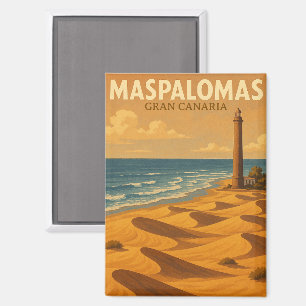 Retro Maspalomas Gran Canaria Dunes Travel Magnet
