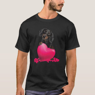 Retro Matching Valentine Day Heart Dackel Welpe T-Shirt