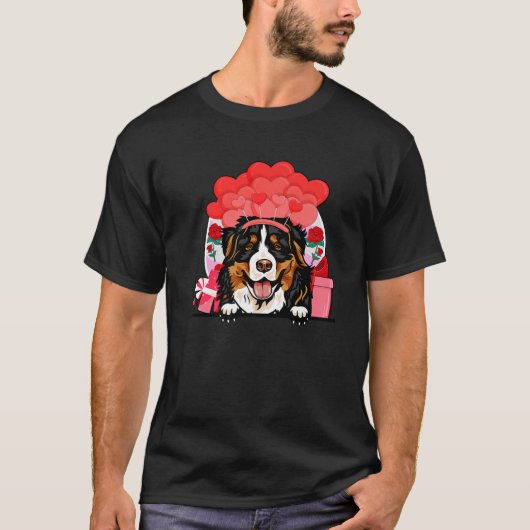 Retro Matching Valentine Day Heart Hund Lover T-Shirt (Vorderseite)