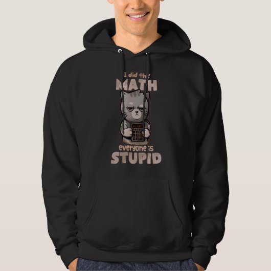 Retro Math Cat Niedlich Grumpy Niedlich Kitty Vint Hoodie (Vorderseite)