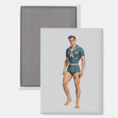 Retro-Matrose in navyblauem Badeanzug Magnet (Vorderseite/Rückseite)