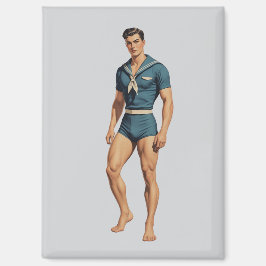 Retro-Matrose in navyblauem Badeanzug Magnet