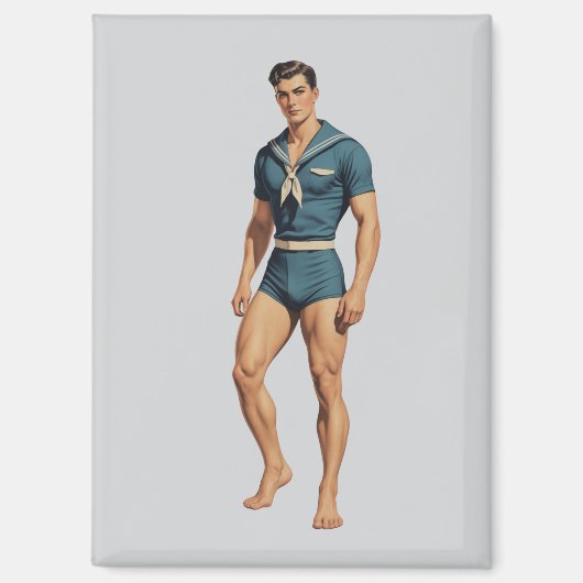Retro-Matrose in navyblauem Badeanzug Magnet (Vorderseite)