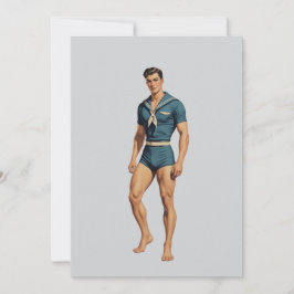 Retro-Matrose in navyblauem Badeanzug Mitteilungskarte
