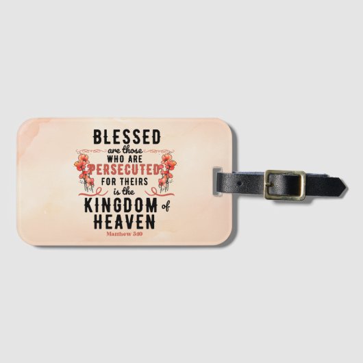 Retro Matthew 5:10 Poppies Wasserfarbe Gepäckanhänger (Vorderseite (Horizontal))