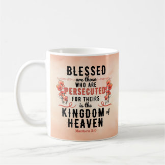 Retro Matthew 5:10 Poppies Wasserfarbe Kaffeetasse