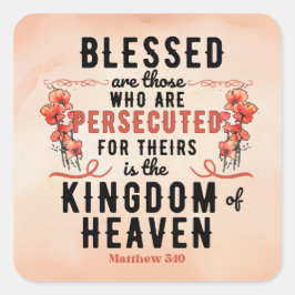 Retro Matthew 5:10 Poppies Wasserfarbe Quadratischer Aufkleber