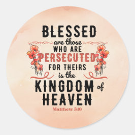 Retro Matthew 5:10 Poppies Wasserfarbe Runder Aufkleber