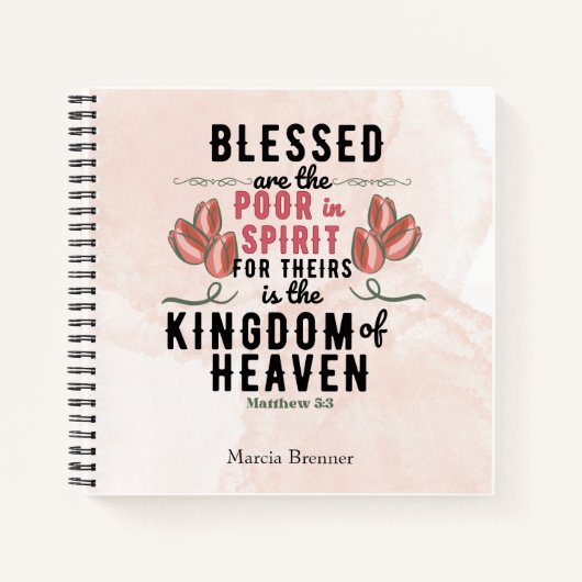 Retro Matthew 5:3 Tulips Wasserfarbe Notizblock (Vorderseite)