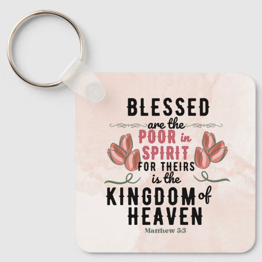 Retro Matthew 5:3 Tulips Wasserfarbe Schlüsselanhänger (Vorderseite)