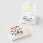 Retro Matthew 5:3 Tulips Wasserfarbe Steinuntersetzer (Seitenansicht)