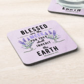 Retro Matthew 5:5 Lavender Wasserfarbe Getränkeuntersetzer (Linke Seite)