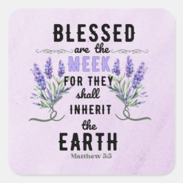 Retro Matthew 5:5 Lavender Wasserfarbe Quadratischer Aufkleber