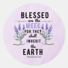 Retro Matthew 5:5 Lavender Wasserfarbe Runder Aufkleber