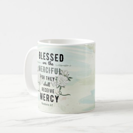 Retro Matthew 5:7 Bibelverse Kaffeetasse (Vorderseite Links)