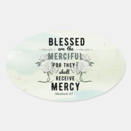 Retro Matthew 5:7 Bibelverse Ovaler Aufkleber