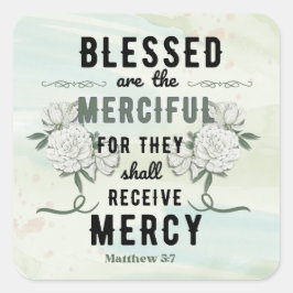 Retro Matthew 5:7 Bibelverse Quadratischer Aufkleber