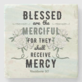 Retro Matthew 5:7 Bibelverse Steinuntersetzer (Vorderseite)