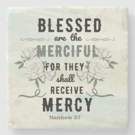 Retro Matthew 5:7 Bibelverse Steinuntersetzer