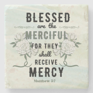 Retro Matthew 5:7 Bibelverse Steinuntersetzer