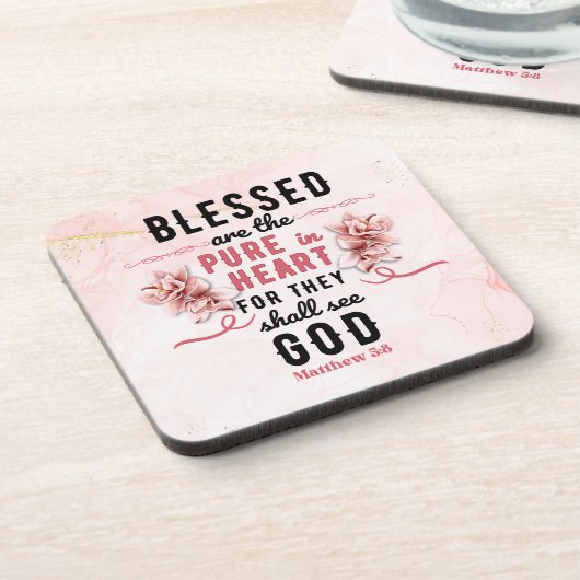 Retro Matthew 5:8 Calla-Lilien Getränkeuntersetzer (Linke Seite)