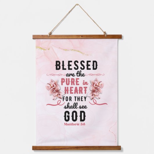 Retro Matthew 5:8 Calla-Lilien Wandteppich Mit Holzrahmen (Vorderseite)