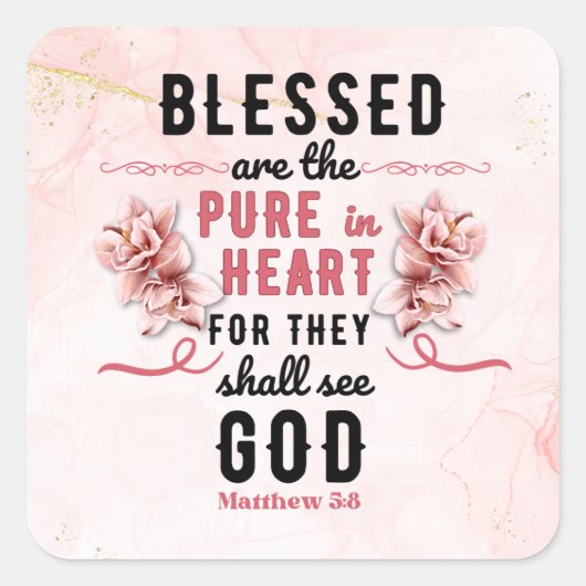 Retro Matthew 5:8 Calla Lilien Wasserfarbe Quadratischer Aufkleber (Vorderseite)