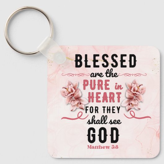 Retro Matthew 5:8 Calla Lilien Wasserfarbe Schlüsselanhänger (Vorderseite)